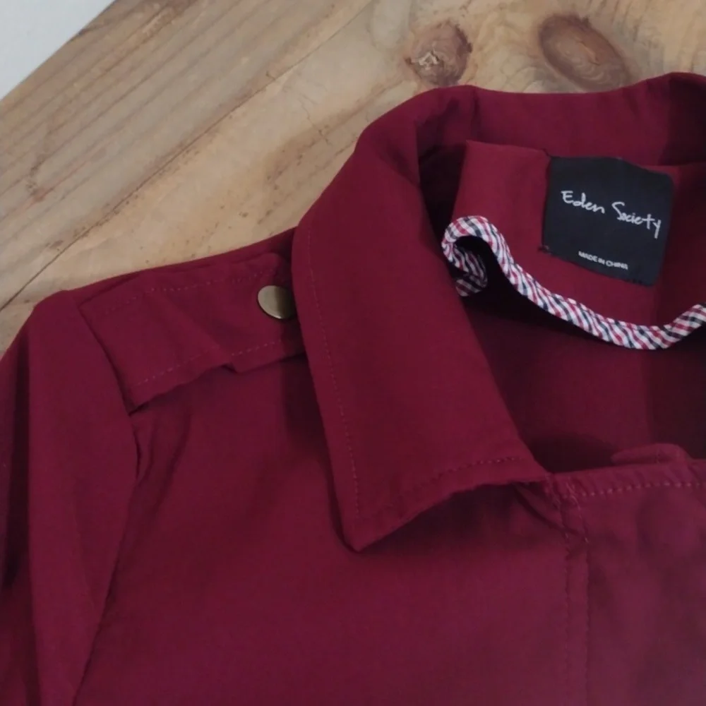 Eden Society Burgundy Full Front Zip Utility Jacket Size S - Picture 11 of 12